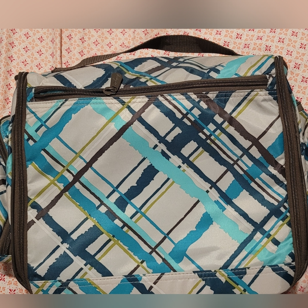 Thirty-One Deluxe Beauty Bag Travel Organizer Sea Plaid